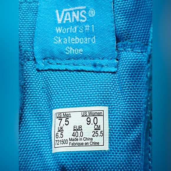 Vans Neon Blue Sk8 Hi Leather Skate Shoes - Picture 7 of 7